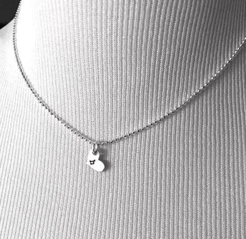 Hand Stamped Jewelry Mother/'s All Letters Available Sterling Silver Heat Shaped Initial Necklace Letter l Necklace Personalized Heart