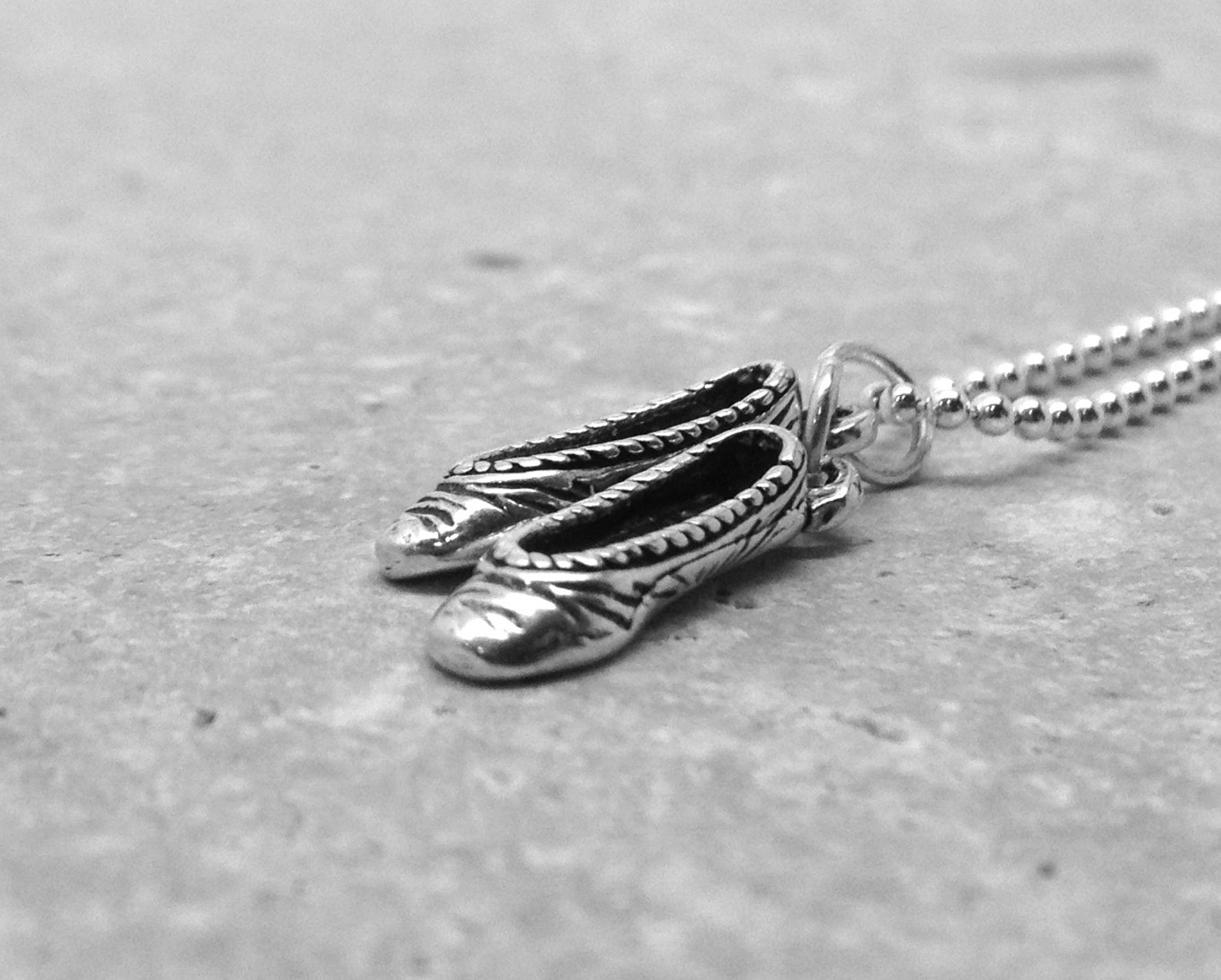 ballet necklace, ballet jewelry, ballet pendant, ballet slipper necklace, charm necklace, sterling silver jewelry, sterling silv