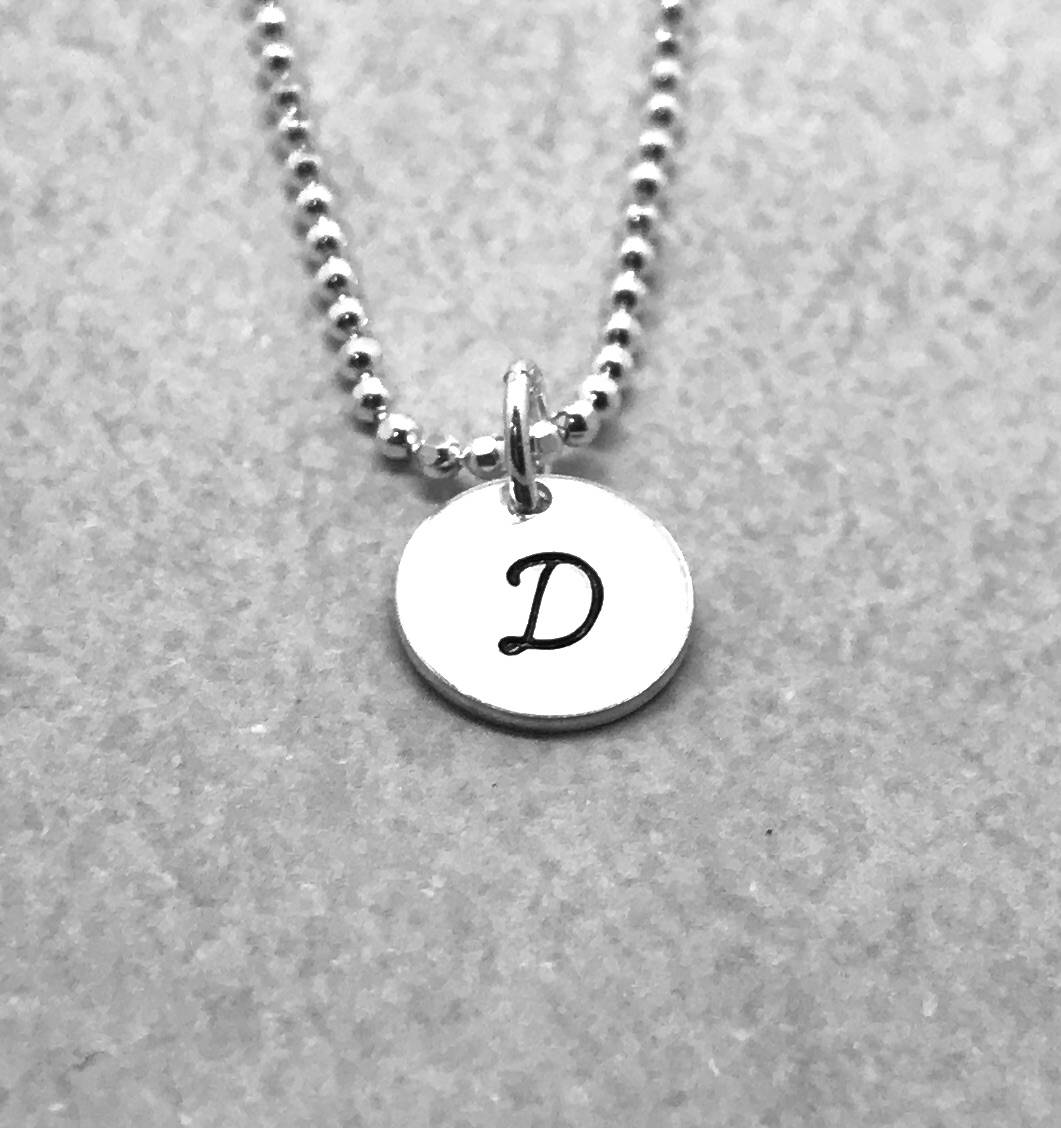 Initial Necklace Sterling Silver Letter D Necklace Hand Etsy