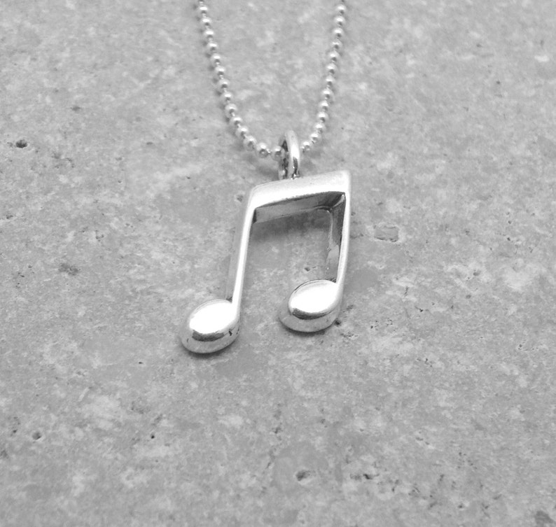 Music Note Necklace Sterling Silver Jewelry Eighth Note Etsy