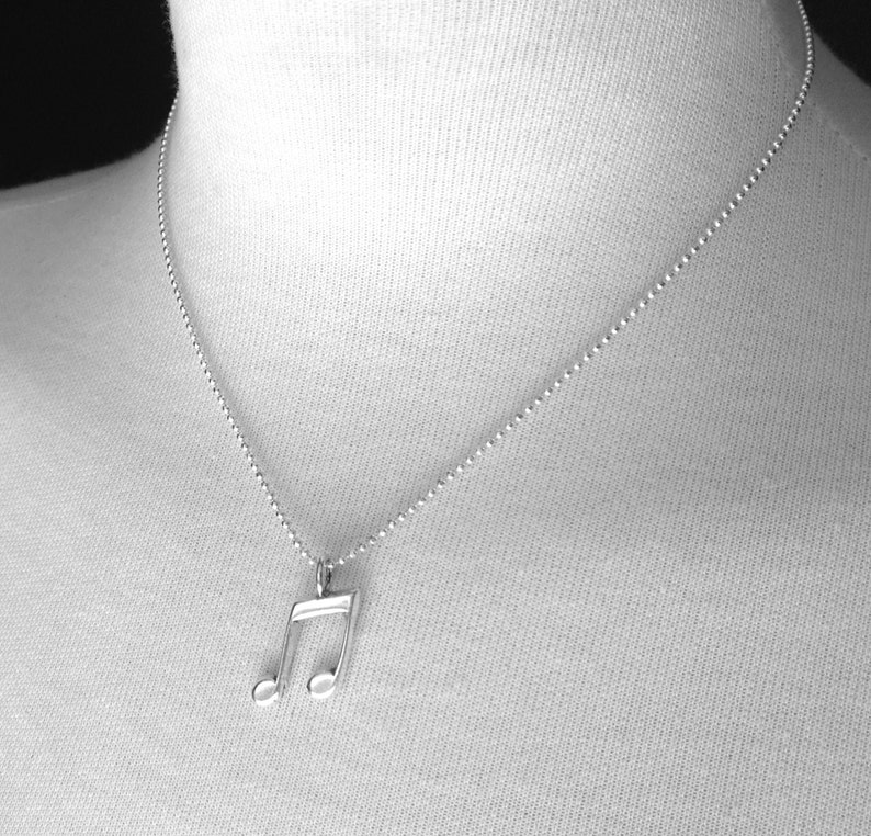 Music Note Necklace Sterling Silver Jewelry Eighth Note Etsy