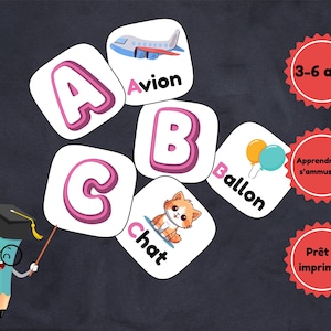 Juego educativo: Empareja letras e imágenes – Aprendizaje del alfabeto (3-6 años) – PDF imprimible
