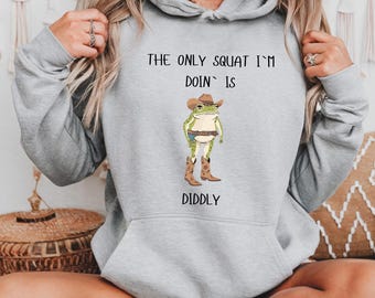 Sudadera divertida de rana vaquera: sudadera con capucha con humor para el gimnasio