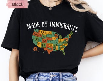 Koszulka z nadrukiem "Built by Immigrants Comfort Colors": Koszulka z przesłaniem o sprawiedliwości społecznej