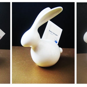Rabbit - hand made porcelain card holder