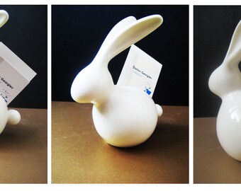 Rabbit - hand made porcelain card holder