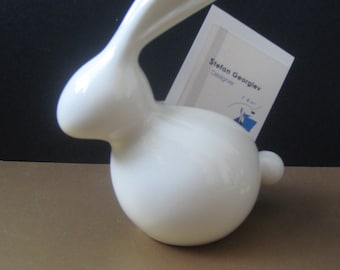 Lapin - porte-cartes en porcelaine fait main