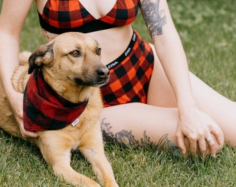 Handmade Red Buffalo Plaid Underwear | Cheekini, Thong, High Waist