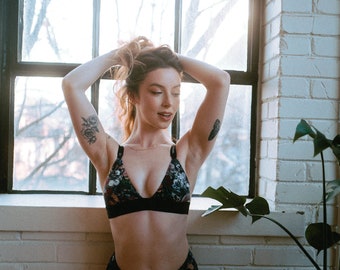 Triangle Bralette | Hemp Bra | fun prints | Wireless Organic Cotton Bra | Organic bra | gift idea | for her | matching set