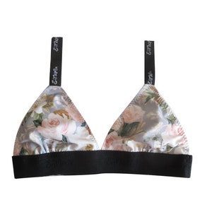 Magnolia Floral Organic Cotton Women's Wireless Bralette, optional padding, for her, matching, gift idea, eco-friendly, sustainable image 6