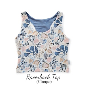 Reversible Organic Cotton Racerback Sports Bra or Top: Variety of fabric and prints Yoga Top