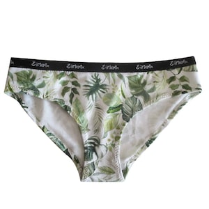 Monstera Deliciosa Women&#39;s Organic Cotton Underwear, Thong, Cheekini, High Waist, Matching underwear, For Her, Gift Idea