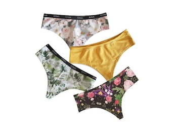 Organic Cotton Thong, Many Prints and Colours, Medium Rise Underwear | Hemp options