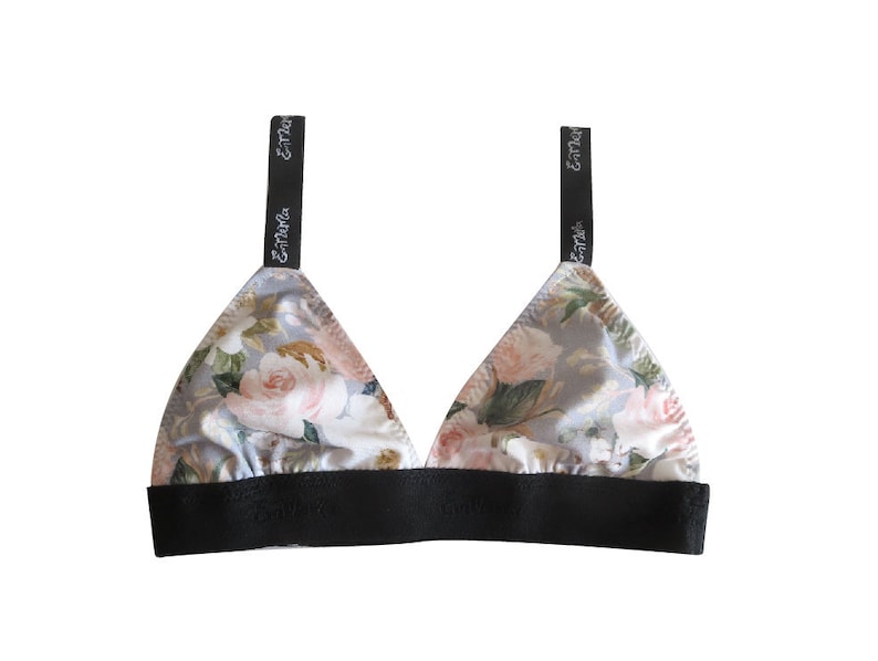 Magnolia Floral Organic Cotton Women's Wireless Bralette, optional padding, for her, matching, gift idea, eco-friendly, sustainable image 6