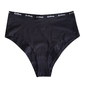 Zwart biologisch katoen Hoge taille ondergoed, superzacht en comfortabel katoenen ondergoed String Cheekini Bikini Basic katoenen ondergoed Minimalistisch