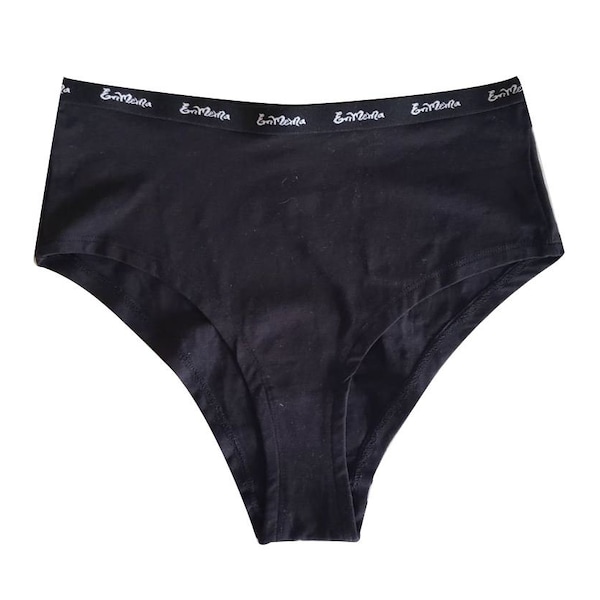 Black Organic Cotton High waist underwear/ super soft and comfy