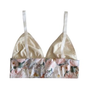 Magnolia Floral Organic Cotton Women's Wireless Bralette, optional padding, for her, matching, gift idea, eco-friendly, sustainable image 5