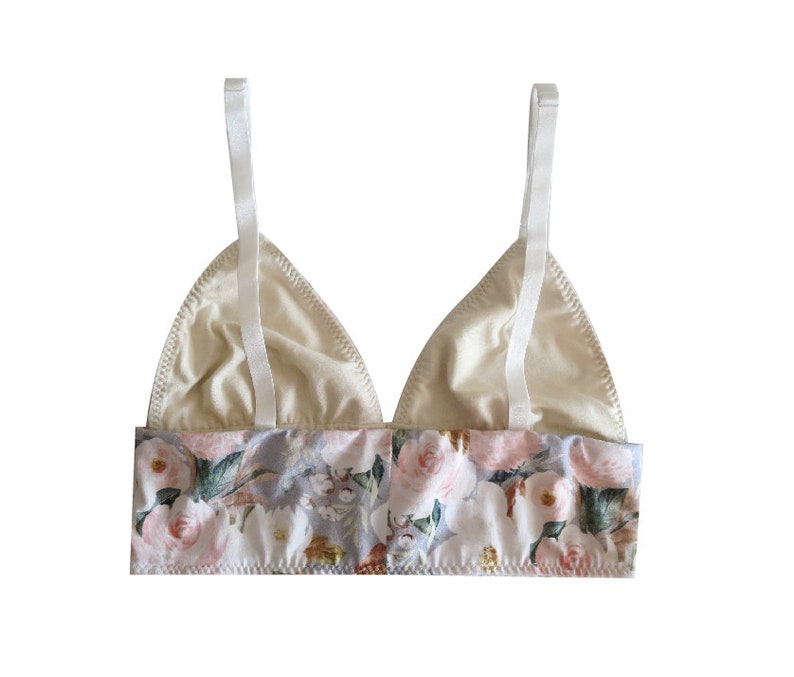 Magnolia Floral Organic Cotton Women's Wireless Bralette, optional padding, for her, matching, gift idea, eco-friendly, sustainable image 5