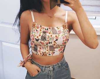 Modest Bralette in Cotton and/ or Hemp, comfy lounge top [REVERSIBLE]