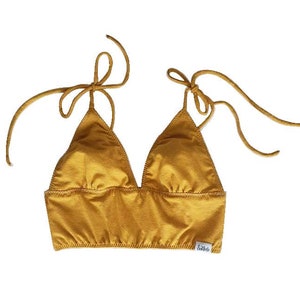 Mustard HEMP Organic Cotton Custom Made comfy Bralette, no underwire, reversible side | Custom Size Bralette | matching set | EmMeMa