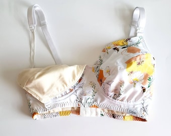 Custom Organic Cotton Nursing Bra: Balconette Style, Optional Padding | Many Prints