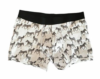 Zebra loose fit Cotton Men/ Women Boxer Briefs Matching Underwear, Gift idea, For him/ For her