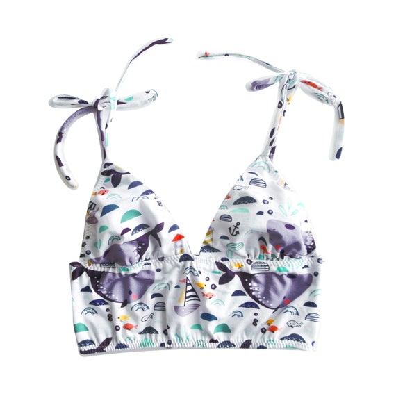 East Coast Whale Nautical Organic Cotton Bralette Size Large Only With  Adjustable Straps -  Canada