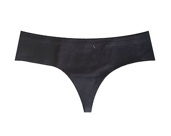 Black organic cotton thong/  super soft and comfy