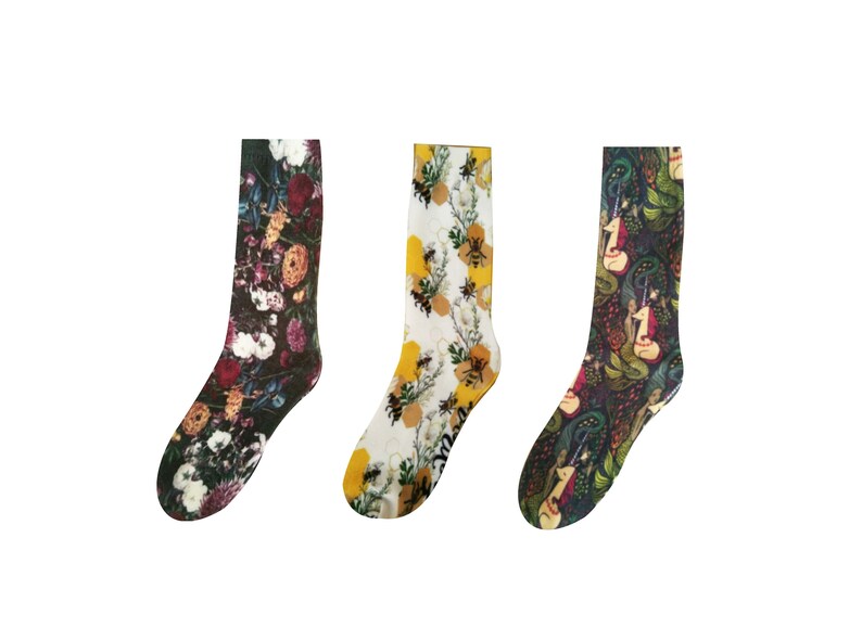 Organic Cotton Unisex Socks Cannabis and Rose Print Fun Weed, Floral