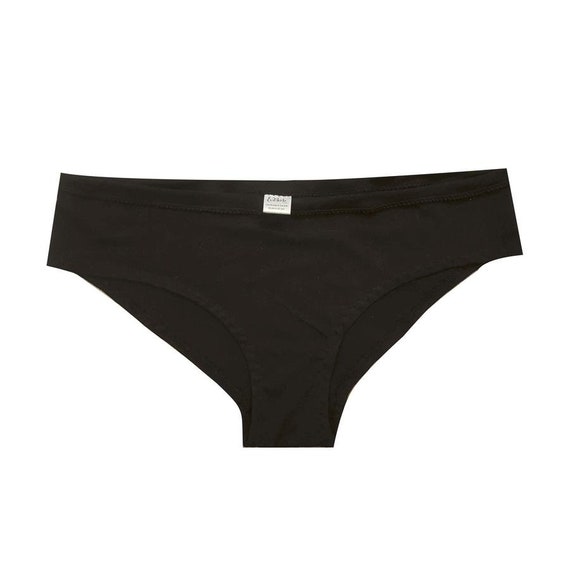 Black Organic Cotton Underwear, Thong, Cheekini, High Waist, Super Soft and  Comfy 