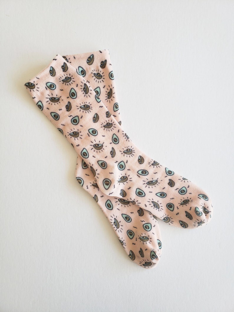 Organic Cotton Unisex Fun Avocado Print Socks, Matching socks, Floral, Cannabis, Whale, Avocado, Dog gift ideas EmMeMa image 3