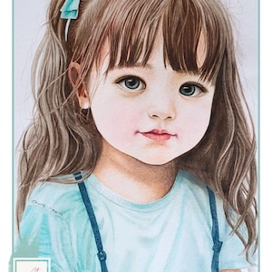 Cadeau personnalisé pour fille - Portrait original peint à la main - Cadeaux souvenirs d'enfance réalistes