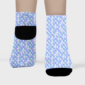 Mermaid Scales ankle socks. Magical fantasy mermaid socks make a great gift for women and girls. Lightweight and comfortable.