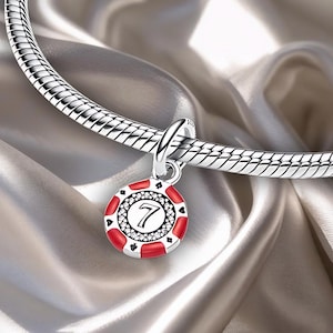 Lucky Chip Dangle Charm, 925 Sterling Silver, Charm for Bracelet, women Jewelry, gift for Her