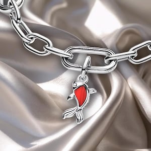 Red Murano Glass Koi Fish Mini Dangle Charm, 925 Sterling Silver, Charm for Bracelet, women Jewelry, gift for Her