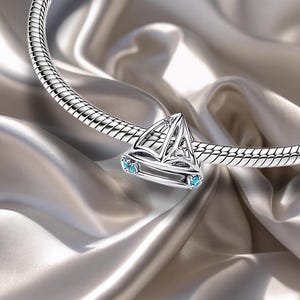 Sailboat Charm, 925 Sterling Silver, Charm for Bracelet, women Jewelry, gift for Her