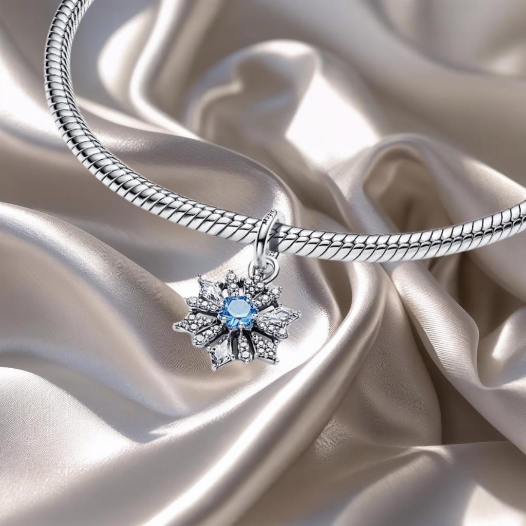 Frozen Queen Elsa Snowflake Dangle Charm, 925 Sterling Silver, Charm ...