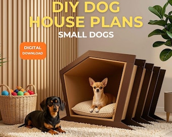 Plans de petite niche à faire soi-même - niche en bois pour animal de compagnie facile à construire, guide étape par étape, téléchargement PDF, abri intérieur extérieur pour chien