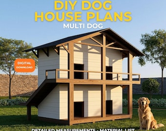 Hondenhokplannen voor 4 honden | Zelfgemaakte hondenkennel voor grote rassen | Houten hondenhok voor buiten | Materiaallijst en stapsgewijze handleiding