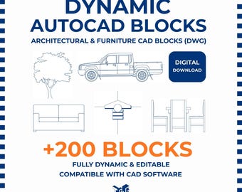 AutoCAD Dynamic Blocks – 200+ Architectural & Furniture CAD Blocks (DWG)