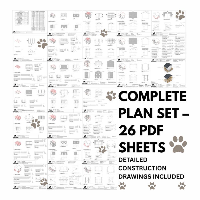 Multi Dog House Plans for 4 Dogs | Large Breed DIY Dog Kennel | Outdoor ...