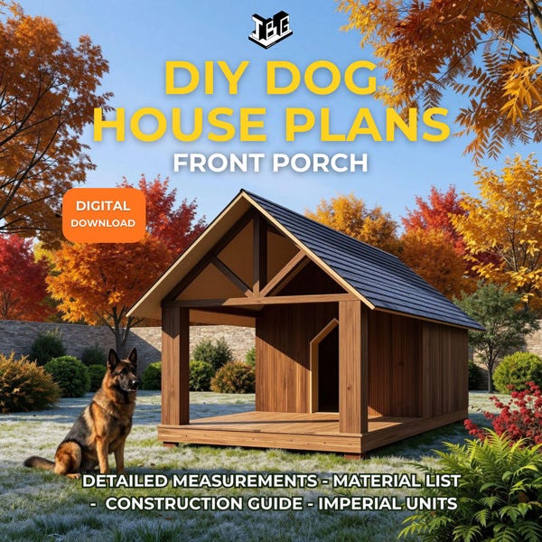 Large Dog House Plans – DIY Outdoor Shelter with Covered Porch.