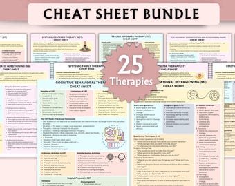 Therapy Interventions Cheat Sheet Bundle | Mental Health Therapy Notes | Therapy Worksheets |  Therapy Cheat Sheet | Couple Therapy | PDF