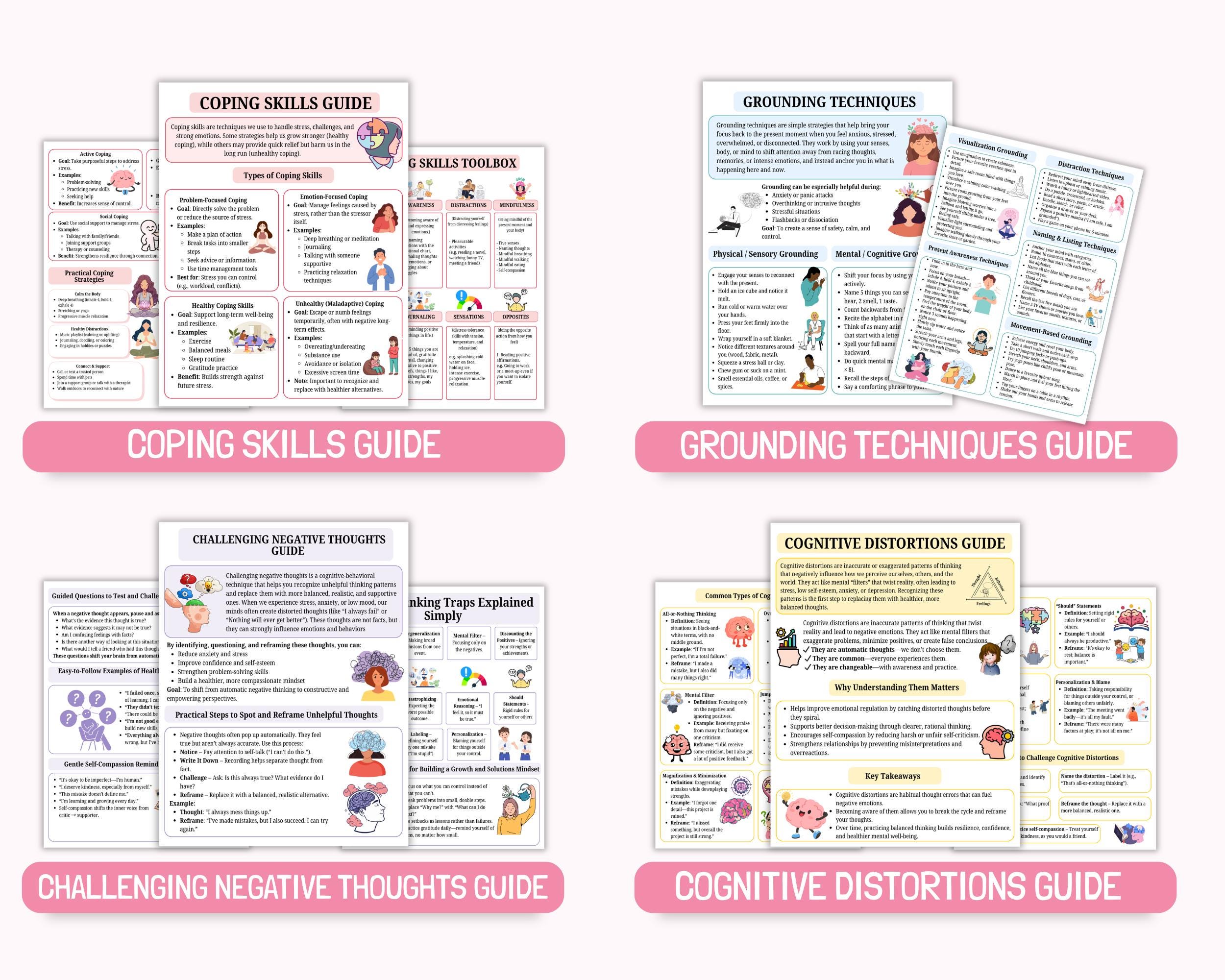 CBT DBT Coping Skills Worksheets Bundle | Anxiety Therapy Workbook ...