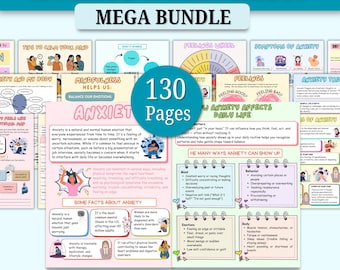 Anxiety Worksheets Mega Bundle | CBT Tools, Coping Skills (Digital Download)