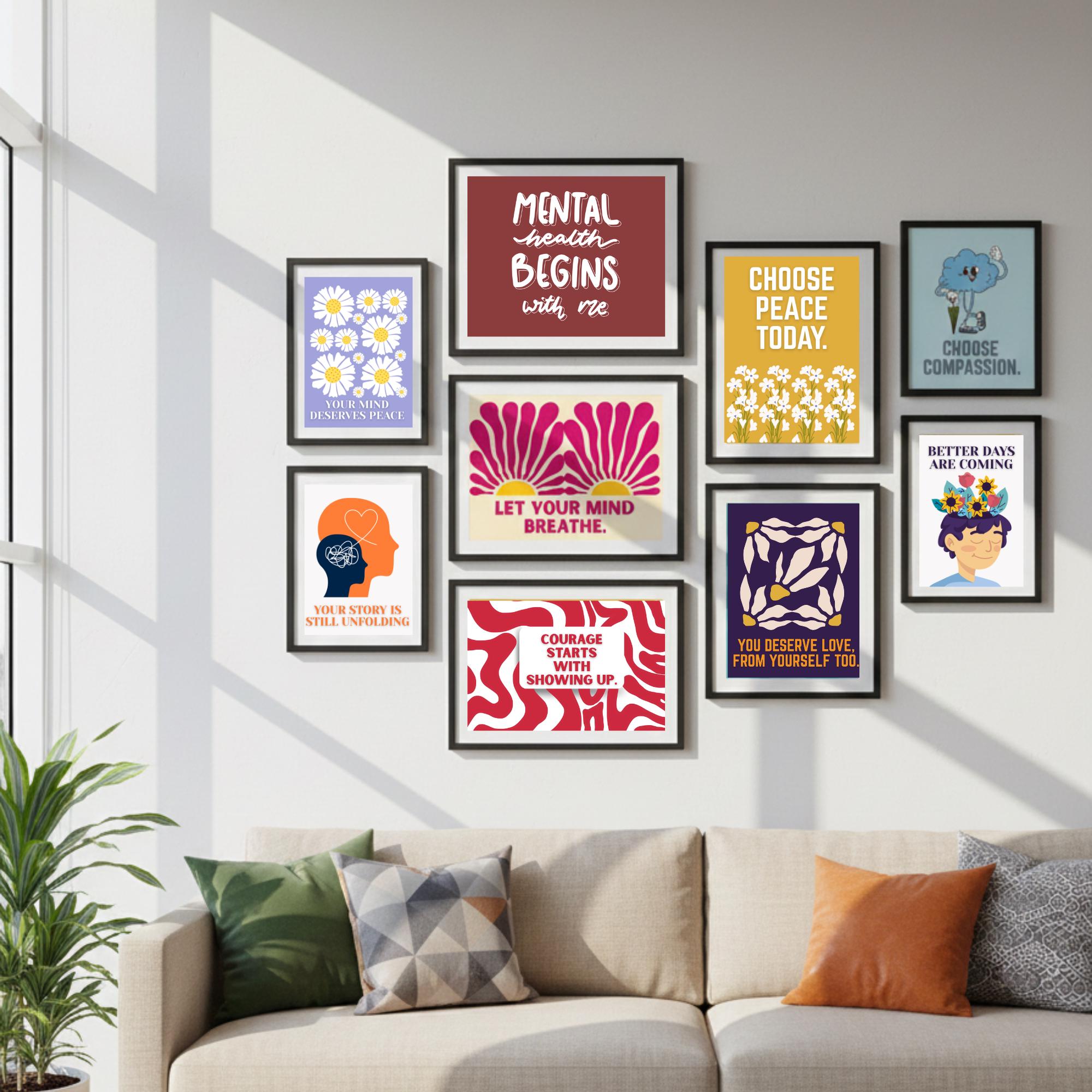 100 Mental Health Wall Art Bundle | Wall Art Prints for Therapy Office ...