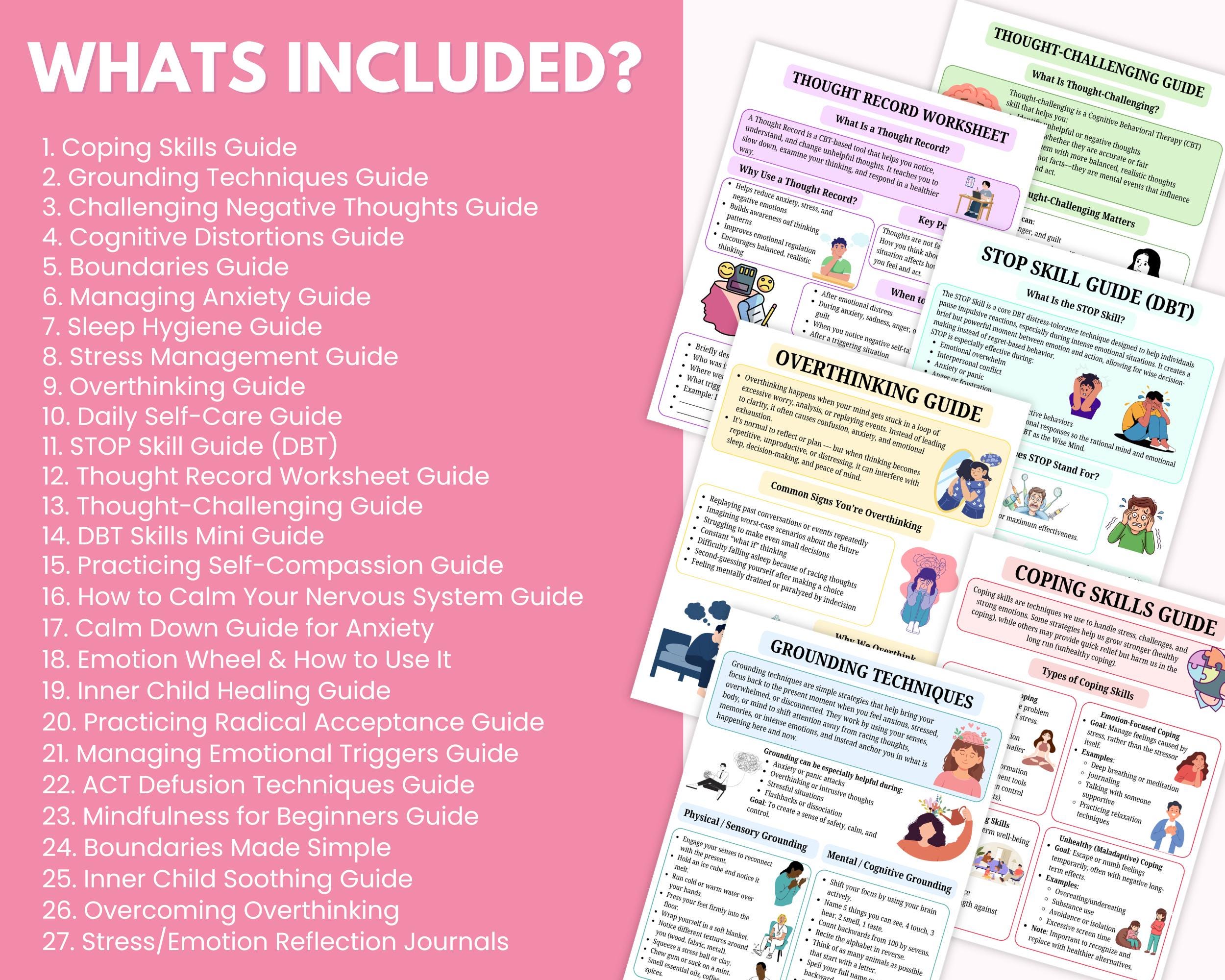 CBT DBT Coping Skills Worksheets Bundle | Anxiety Therapy Workbook ...