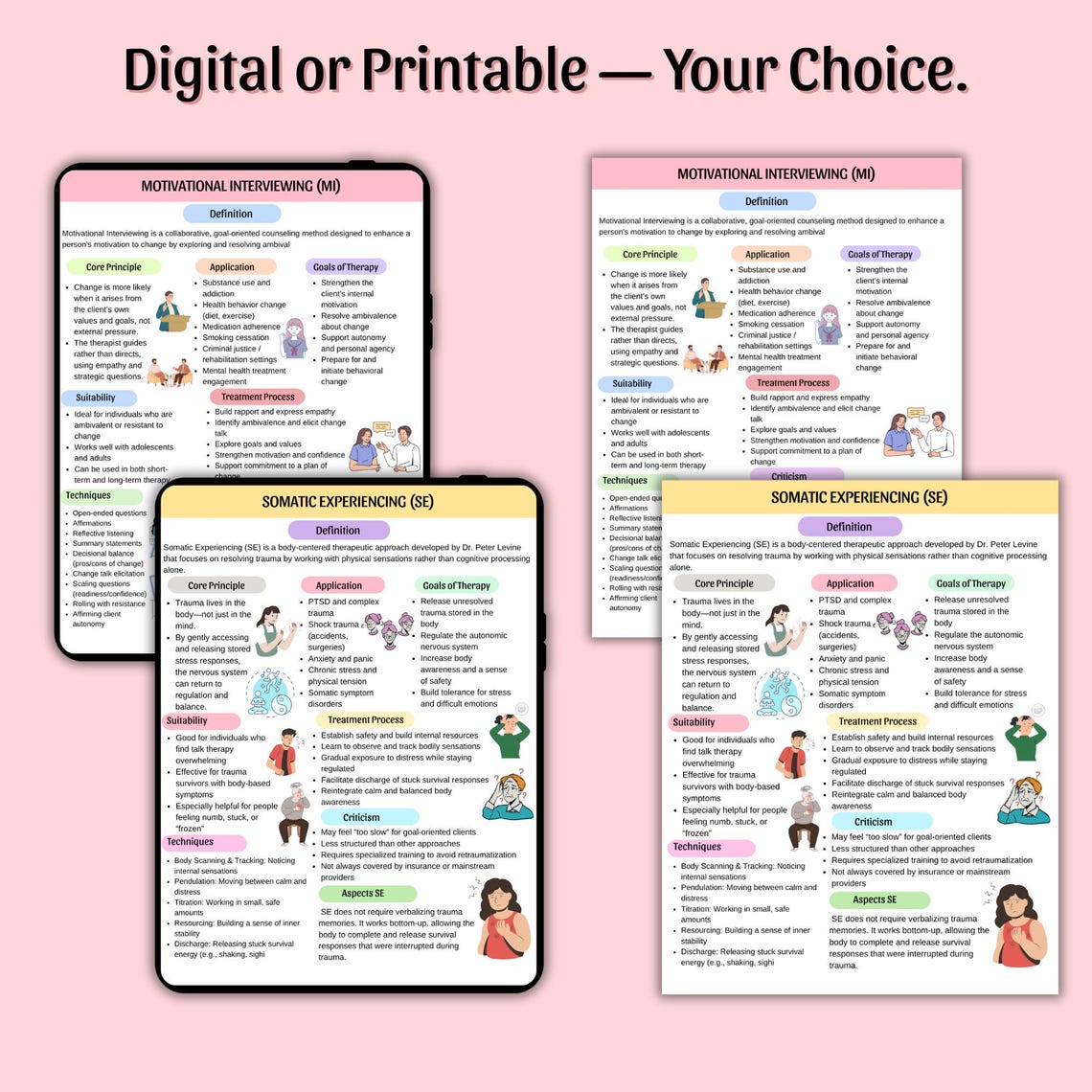 Therapeutic Modality Cheat Sheet Bundle | Psychology Cheat Sheet ...