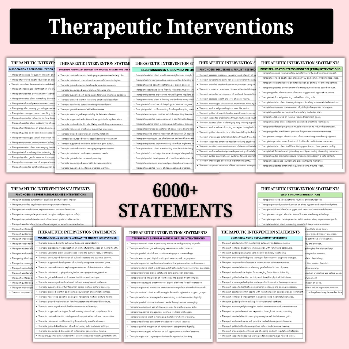 10,000+ Therapy Progress Note Statements & Therapeutic Interventions ...