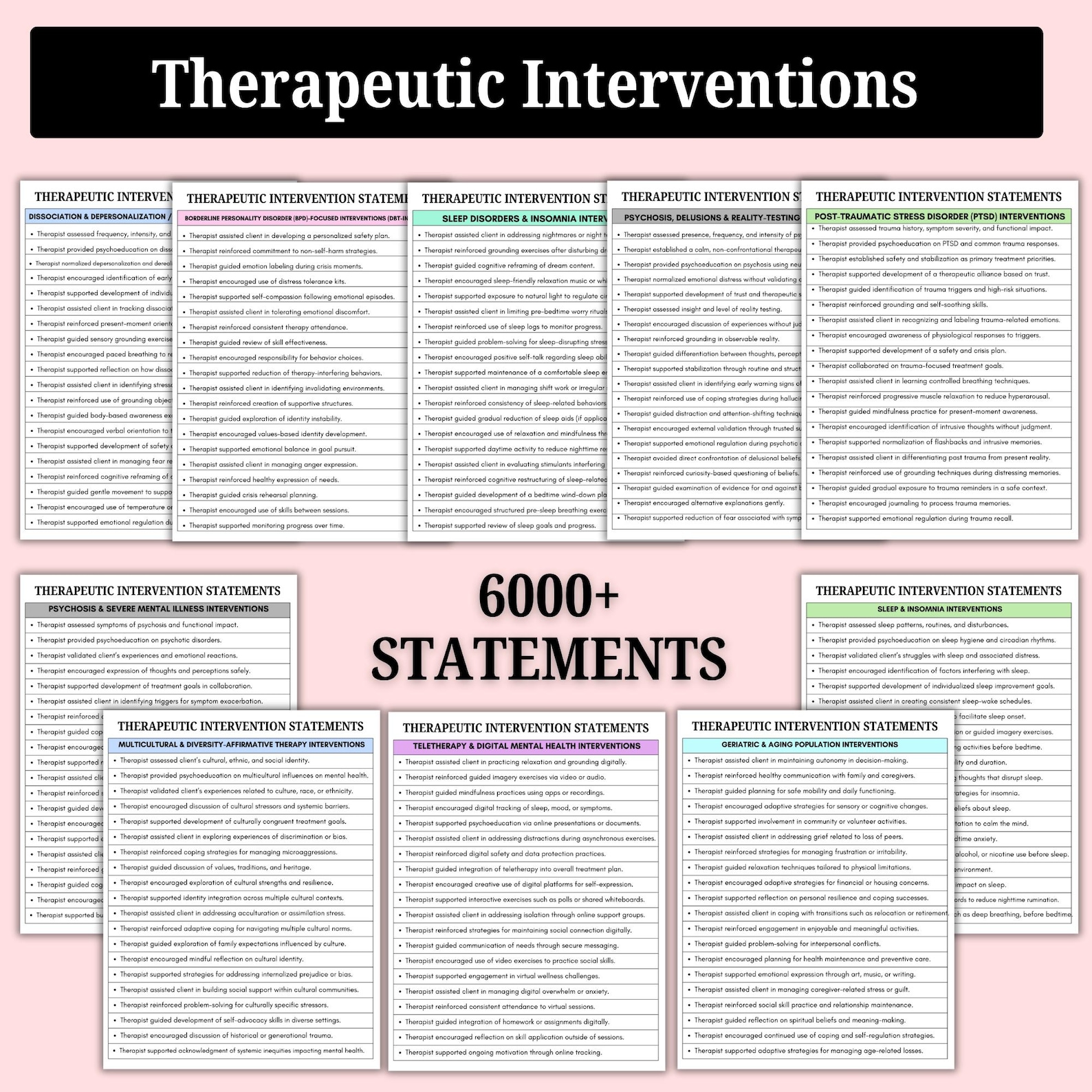 10,000+ Therapy Progress Note Statements & Therapeutic Interventions ...